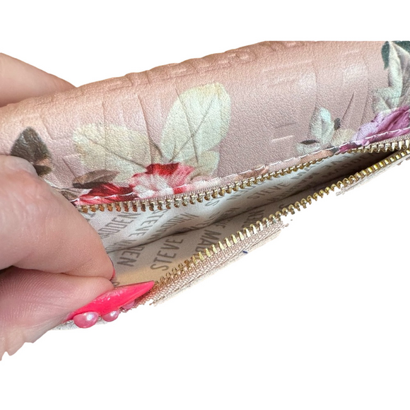 Steve Madden Vegan Leather Pink Floral Embossed Wallet/Wristlet NWT - Picture 13 of 17